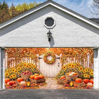 8X7Ft Fall Garage Door Banner Decorations Autumn Pumpkin Harvest Large Thanksgiving Garage Door Cover Hanging Garage Door Backdrop Fall Holiday Party Background Sign for Wall House Decor - Image 2