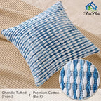 AmHoo Set of 2 Boho Chenille Pillow Cover Decorative Tufted Pillowcase for Couch Bed Sofa Bedroom Living Room Modern 18 x 18-Inch Sky Blue - Image 4