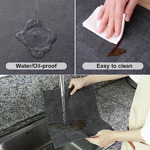 Homaxy PU Faux Leather Placemats for Dining Table, Set of 6, Dark Grey - Image 4
