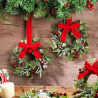 Dingion 18 Pcs Mini Christmas Kitchen Cabinet Wreath, Pine Berries Snowy - Image 2