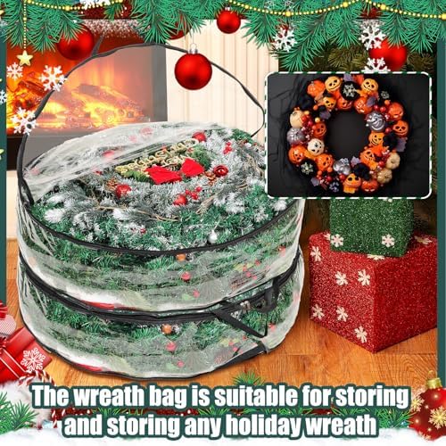Shappy 10 Pcs 36 Inch Clear Wreath Storage Bags PVC Waterproof, Black - Image 6