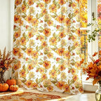 youleyar Fall Curtains for Living Room, 96 Inch Length Rod Pocket Printed Pattern Fall Curtian Panels, Autumn Orange Floral Window Drapes for Bedroom Dining Room Drapes, 52" W x 96" L - Image 7
