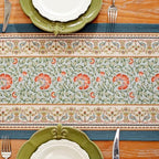 Laolitou Designer Blue Floral Linen Table Runner, Vintage Cottage Rustic Table Runners, Wrinkle Resistant Table Decoration for Kitchen Dining and Coffee Tables Banquet Christmas 13x72 Inches - Image 4