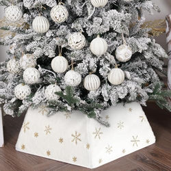 Christmas Tree Collars for Atificial Trees, 24 Inch Snowflake Christmas Skirt, Base Cover,Holiday Home Decor Ring (Snow White, Medium) by SunshineDecor