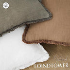 Foindtower Decorative Linen Fringe Throw Pillow Covers 20×20 Inch,White - Image 4