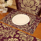 Loom and Mill Luxury Jacquard Placemats Set of 6, Burgundy Red, 12x18 in - Image 2
