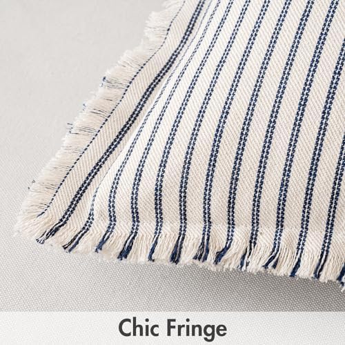 MIULEE Navy Blue Striped Euro Decorative Throw Pillow Covers, 22x22 - Image 2