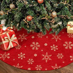 Nuanchu 48 Inch Christmas Tree Skirt, Large Red Velvet Fur Tree Skirt, Luxury Gold Embroidered Snowflake Trees Cover for Merry Christmas Party Vintage Holiday Decorations by Nuanchu