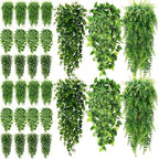 XunYee 28 Pcs Artificial Hanging Plants 32 Inch, Greenery Mix by XunYee