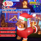 5 Feet Long Christmas Inflatable Dachshund Dog Yard Decoration Giant Build-in Lighted Inflatable Christmas Dog Pets Garden Lawn Yard Decor with Built in Fan and Anchor Ropes - Image 6