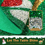 15" Christmas Rhinestones Placemats Set of 4, Green Wreath - Image 2