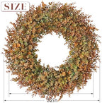 32" Large Fake Eucalyptus Fall Wreath for Front Door Decor(Orange-Green) - Image 6
