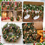 6 Pcs Blown Glass Christmas Ball Ornament Red Green Christmas Tree Decor - Image 4