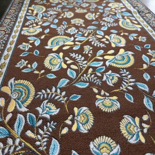 Brown Floral Table Runner 95" - Vintage Luxury Embroidery Jacquard with Tassels, Rustic Farmhouse Decor for Dining Table, Kitchen & Holiday Party (Warm Brown, 13.7"x95") - Image 2