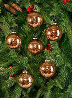 Serene Spaces Living Set of 6 Copper Bronze Mercury Glass Christmas Ball Ornament for Window Box, Decorative Ornaments for Holiday Décor, Measure 4" Tall and 3" Diameter - Image 5