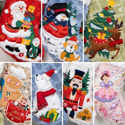 BHD BEAUTY Christmas Stocking Fluffy Semi 3D Soft Faux Fur for Family Decorations Hanging Ornament for Xmas Holiday Party 7 Pack - Image 6