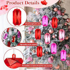 Syhood 8 Pack Jewel Ornament Bulk 5.7 Inch Red Pink Jewel Ornaments for Christmas Tree Glitter Acrylic Valentines Tree Ornaments for Wedding Holiday Party Decor(Rhombus,3 Colors) - Image 5