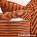 decorUhome Fall Corduroy Rust Throw Pillow Covers 24x24 Set of 2 - Image 3