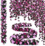 Suncalla 30 Pcs 246ft Flower Garland Artificial Vine with Green Leaves Hanging Fake Flower Vines Ivy Garlands Wall Garden Decor for Room Wedding Birthday Arch Decor (Purple) by Unknown