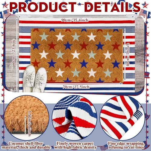 Moucuny 2 Coir Outdoor Mat,Non Slip, 24'' X 35'',16'' X 28'', Star - Image 4