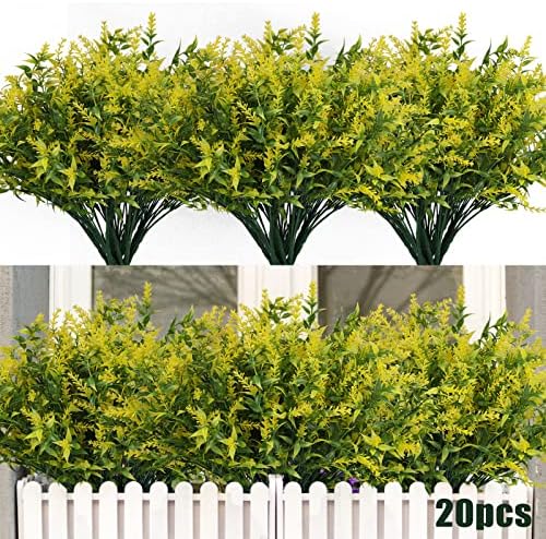 RECUTMS 20 Bundles Outdoor Artificial Flower UV Resistant Fake Stems Plants by RECUTMS