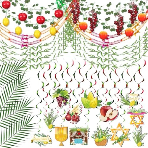 Thiccywoov 102 Pcs Happy Sukkot Party Decor Set, Hanging Ornaments by Jgiusenfg