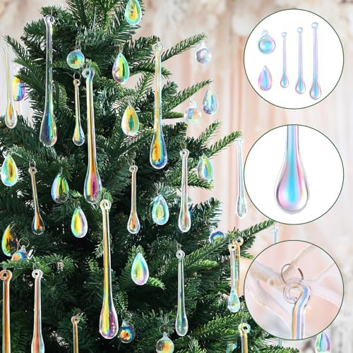 Vercraft 100 Pcs Christmas Tree Acrylic Hanging Ornaments, Laser Color - Image 3