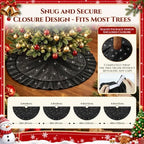 Halloween Black Tree Skirt, 60‘’ Velvet Christmas Tree Skirt Large, Sequins - Image 4