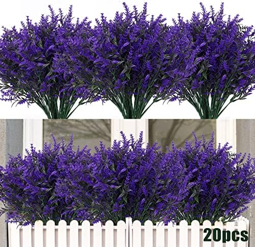 RECUTMS 20 Pcs Outdoor Artificial Flowers UV Resistant Fake Outdoor Plants by RECUTMS