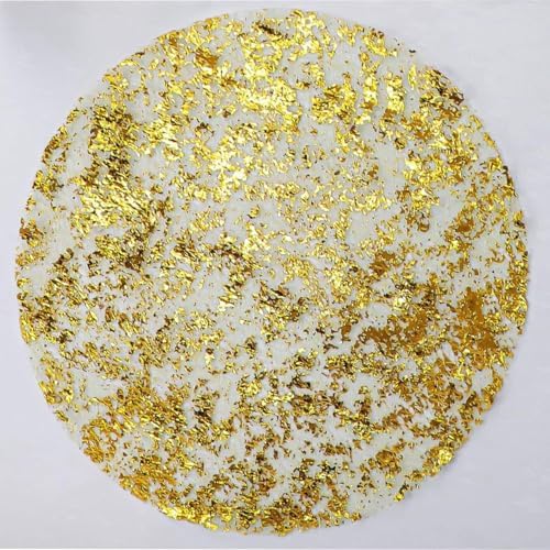 Disposable Gold Placemats Set of 100 Metallic Thin Mesh Round 13 Inch Table Mates Gold Charger Doilies for Dining Table Wedding Birthday Party Home Decoration by YLUSUJAKX