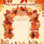 Tigeen 12 Pcs Fall Leaf Garland, 5.7 ft Autumn Maple Leaf Decorations - Image 3