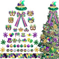 Halfchet 43 Pcs Mardi Gras Theme Tree Decoration Mardi Gras Theme Tree Hanging Ornament Carnival Purple Green Gold Decoration for Carnival Party Decor by JaaMiin