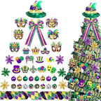 Halfchet 43 Pcs Mardi Gras Theme Tree Decoration Mardi Gras Theme Tree Hanging Ornament Carnival Purple Green Gold Decoration for Carnival Party Decor by JaaMiin