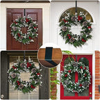 Christmas Wreath for Front Door, Pre-lit Christmas Winter Home Adornment Wreath with 50 Lights and Mixed Decorations for Front Door Indoor Window Wall Décor (18 inch - Battery Not Included) - Image 4