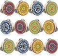 Boao 12 Pcs 4 Inch Mandala Tambourines Bulk Wooden Hand Drum with Metal Jingles Decorative Boho Percussion Instrument for Adults, Church, Wedding, Dance, Party Favors, Photography Props by Boao