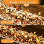 Waipfaru Fall Decor, 6FT Fall Garland with Lights Autumn Eucalyptus Leaves Lighted Garland Thanksgiving Harvest Festival Decoration for Home Mantle Porch Outdoor Indoor Wedding Window Wall Arch(2 PCS) - Image 4