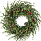 24" Artificial Christmas Cedar Wreath with Berry for Front Door Decoration by VIERENA