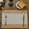 Natural Jute Placemats Set of 6 with Floral Lace, Burlap Table Mats by UYEAOVLX