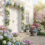 Valery Madelyn 9FT Hydrangeas Spring Summer Flower Garland for Mantle Decor - Image 2