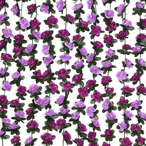 BLEUM CADE 12Pcs 16.4Ft Fake Flower Garland Artificial Rose Vines by BLEUMCADE