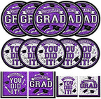 Graduation Party Supplies Dinnerware Set purple Disposable dinner paper plates dessert paper plates and Napkins for Congrats Grad Party Decorations, Serve 50 by Gatherfun