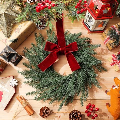 8 Pcs Christmas Small Norfolk Wreaths 12.6 Inch Xmas Pine Wreaths - Image 3