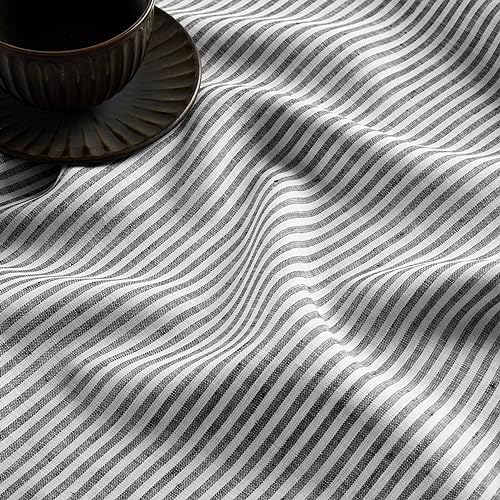 Solino Home 100% Pure Linen Table Runner, 14 x 48 in, Black, Narrow Stripe - Image 2