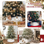 DoreenBow Christmas White Tree Collar Ring, 30'' Plush Gold Snowflake Sequin Tree Skirt, Christmas Artificial Tree Base Stand Cover, Xmas Tree Decorations Ornaments for Home Party Holiday - Image 2