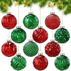 Jenaai 12 Pcs Christmas Red and Green Glass Ball Ornaments, Tree Decoration by Jenaai