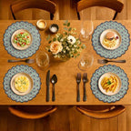 Ridhi Floral Block Print Round Placemats 15" in, Set of 4, Basil Green - Image 4
