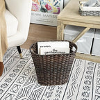 GRANNY SAYS Office Trash Can, Wicker Waste Basket for Bathroom, Dark Brown - Image 2