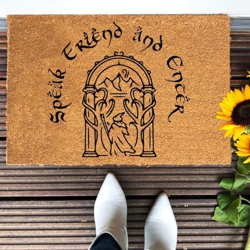 Funny The Entrance Way Outside Personalized Rug with Heavy-Duty Non Slip Outdoor Coconut Coir Doormat Pets Lover Gift 23.6 x 15.7 inch (Speak Friend and Enter) - Image 5