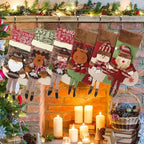 Foaincore Vintage Christmas Stocking 6 Pack 18 Inches with 6 Pieces Zinc Alloy Stocking Holders Fireplace Adjustable Holders for Family Holiday Mantel(Snowman) by Foaincore