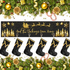Soaoo Christmas Stocking Holder for Wall with 6 Hooks, Black, Gold by Soaoo